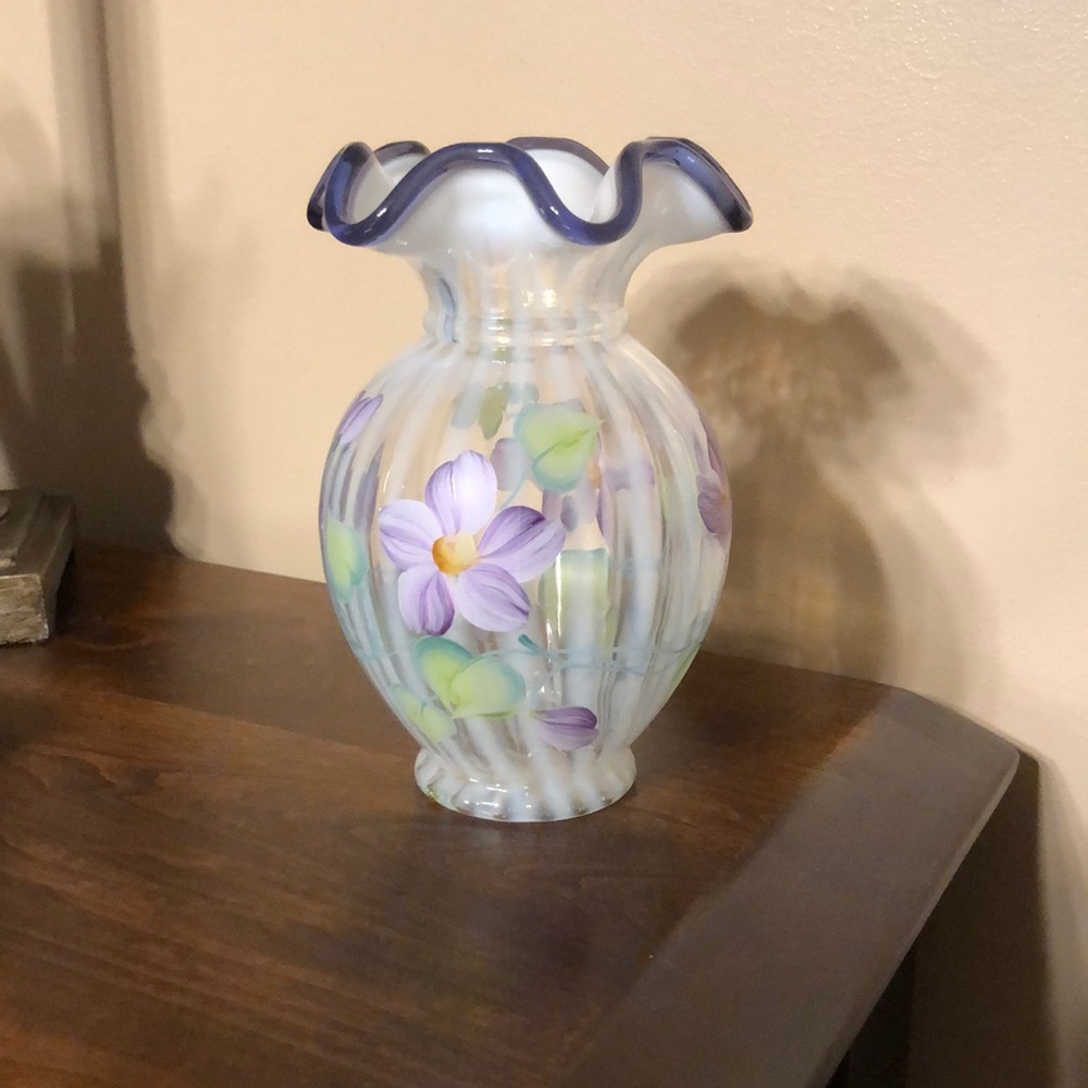 Fenton Glass Hand painted vase